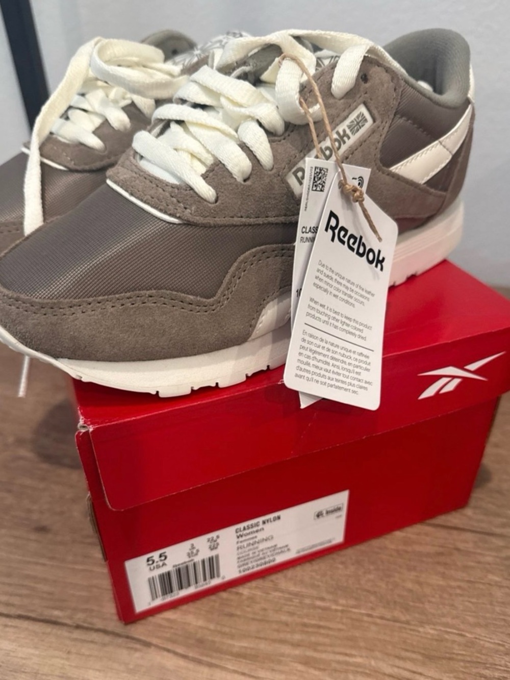 Reebok Classic Nylon Sneaker in Taupe and Cream